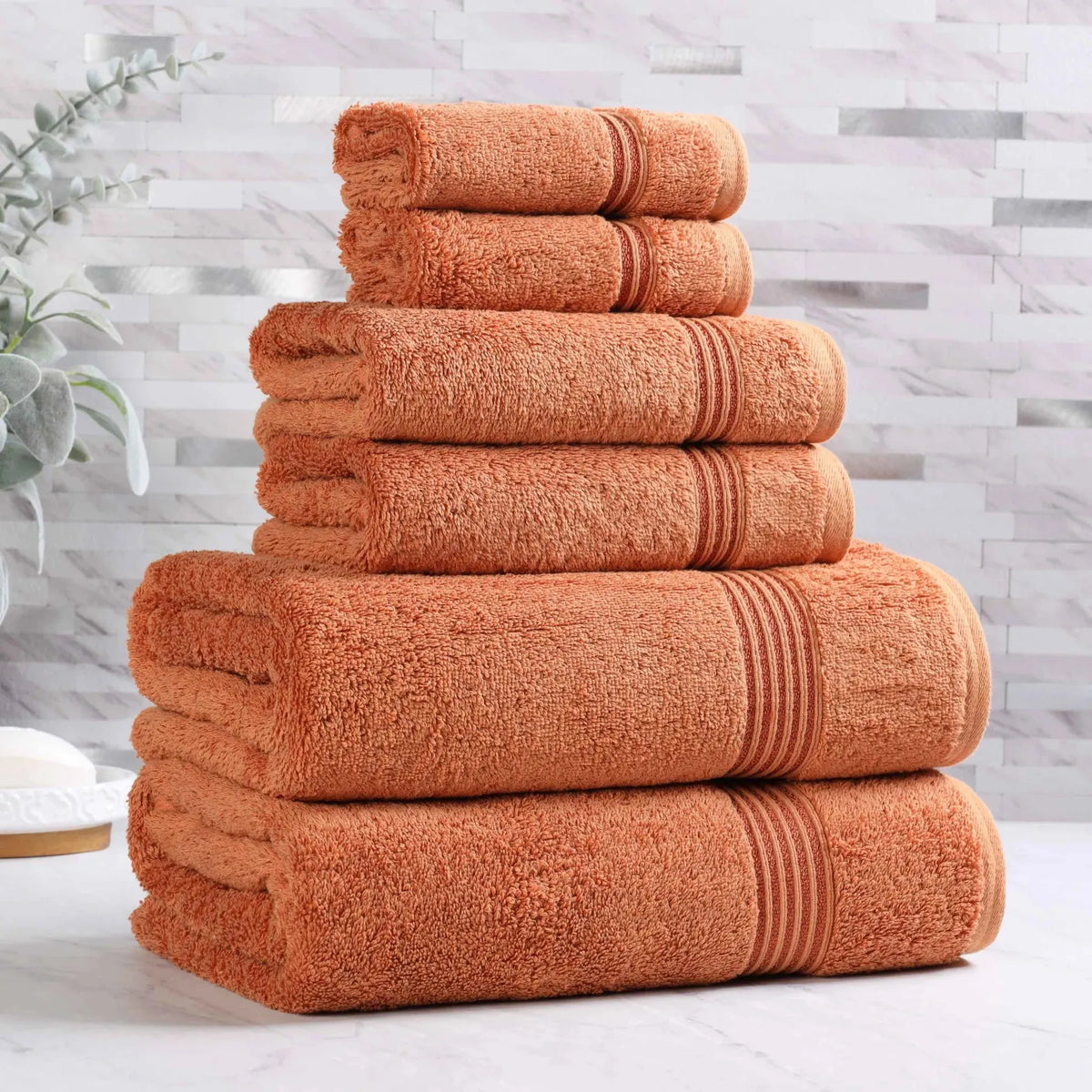 6-Piece Egyptian Cotton Plush Towel Set - Heritage
