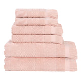 Rolla Cotton Geometric Jacquard Plush Soft Absorbent 6 Piece Towel Set