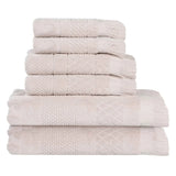 Rolla Cotton Geometric Jacquard Plush Soft Absorbent 6 Piece Towel Set