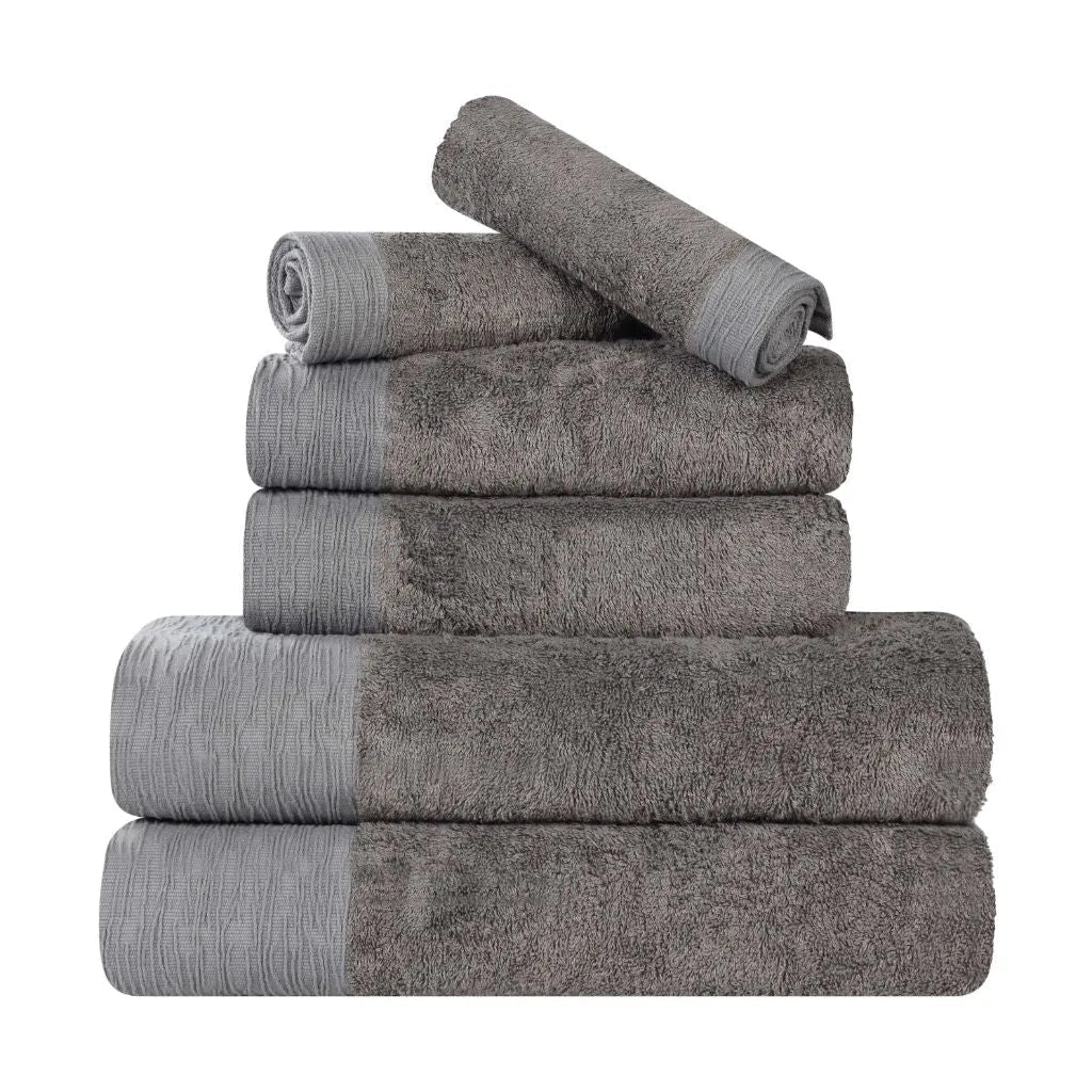 Rayon from Bamboo Eco-Friendly Fluffy Soft Solid 6 Piece Towel Set