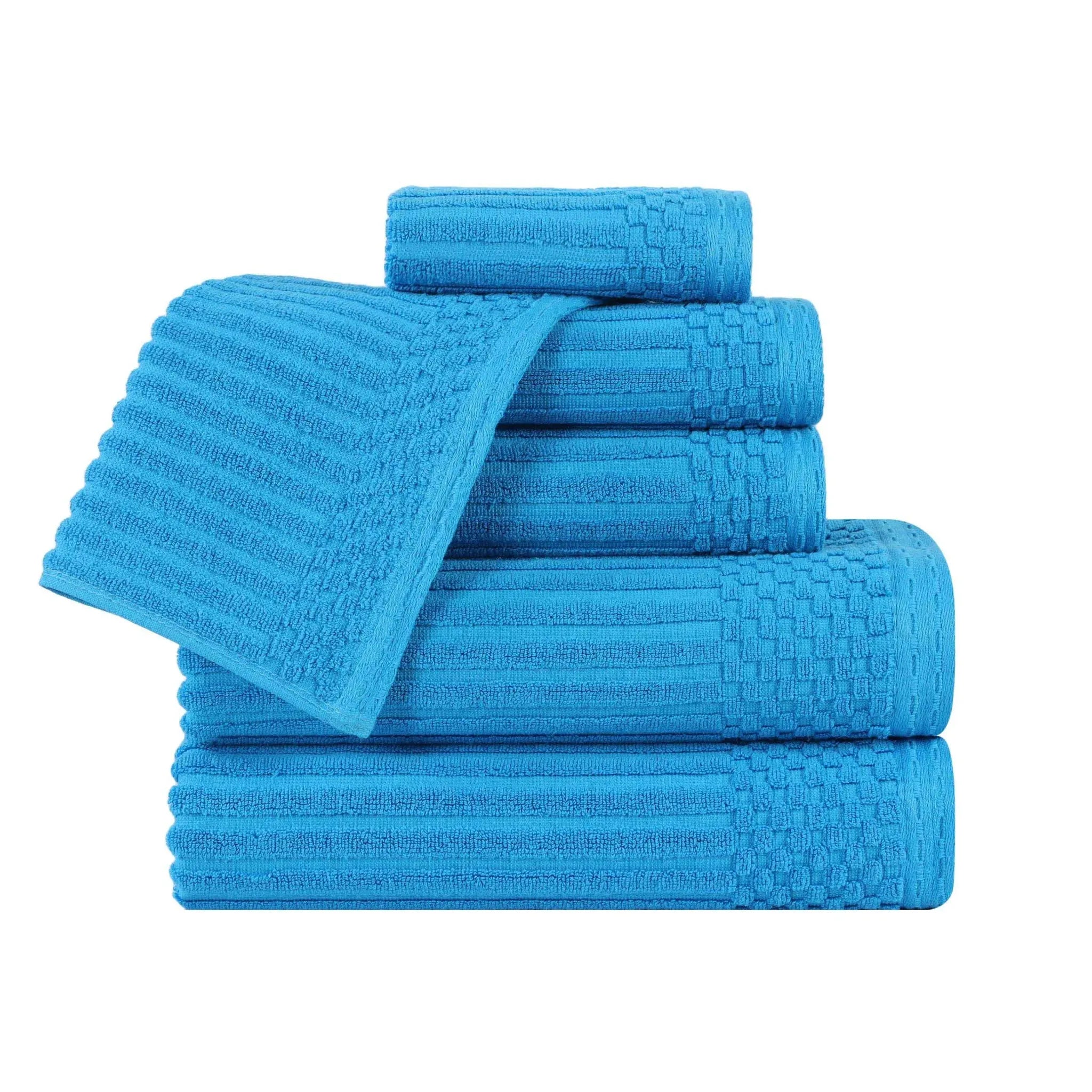 Soho Cotton Ribbed Textured Ultra Absorbent 6 Piece Towel Set