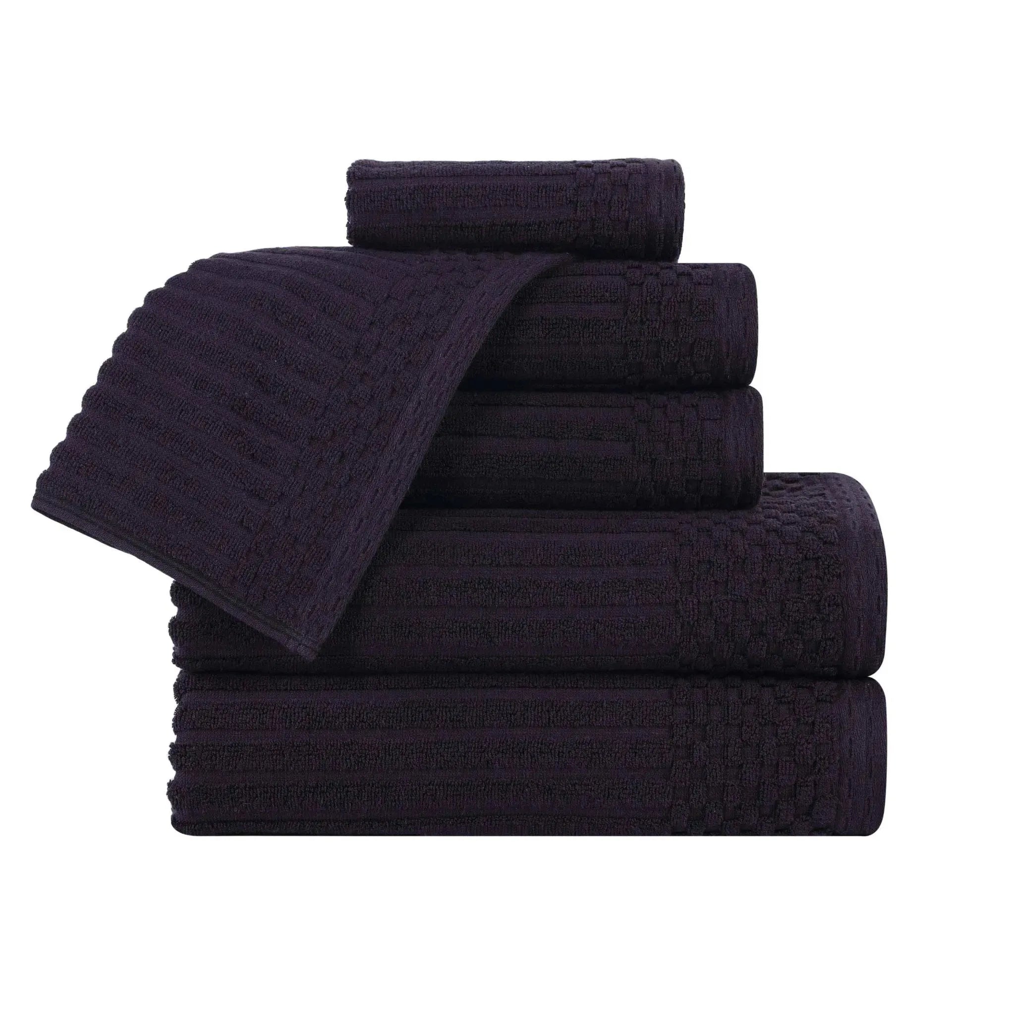 Soho Cotton Ribbed Textured Ultra Absorbent 6 Piece Towel Set