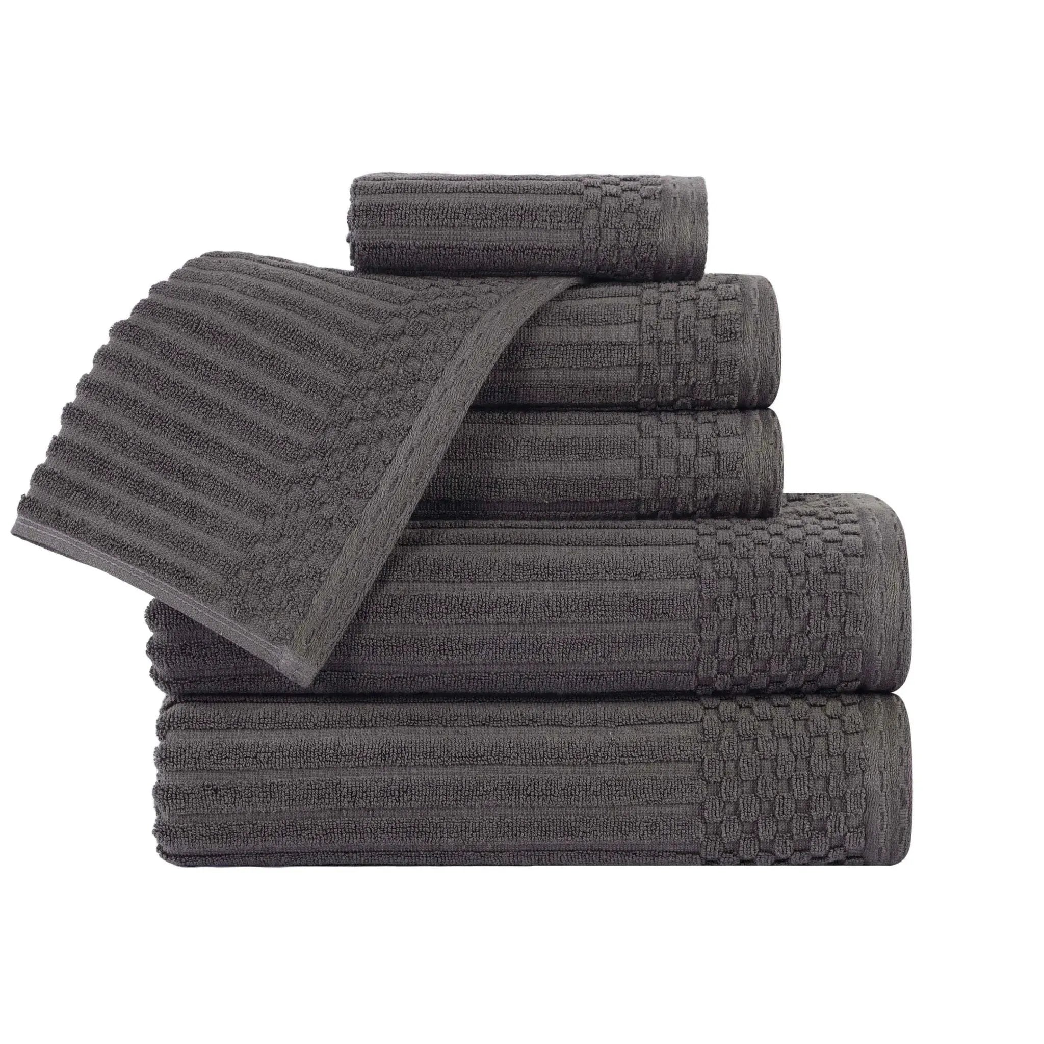 Soho Cotton Ribbed Textured Ultra Absorbent 6 Piece Towel Set