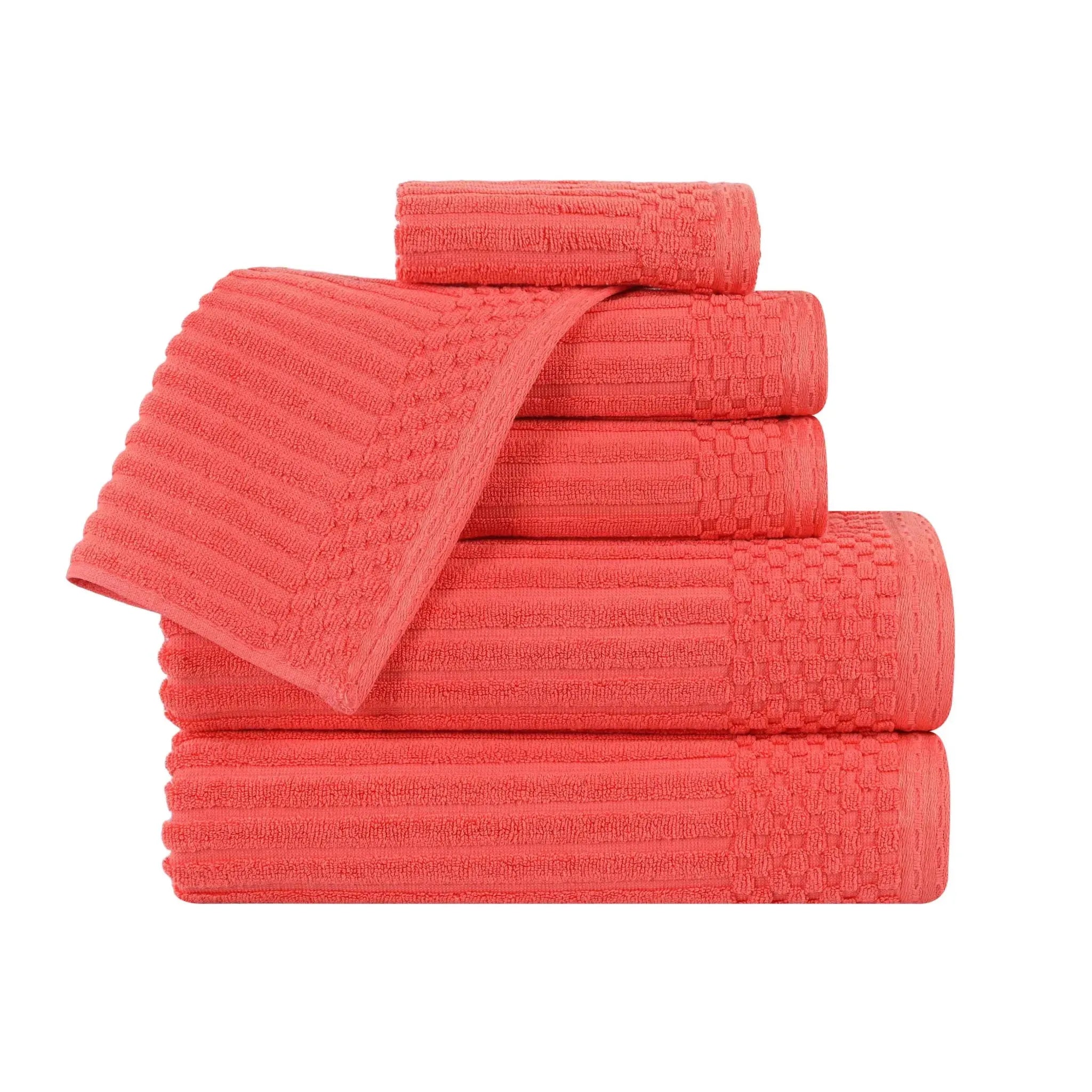 Soho Cotton Ribbed Textured Ultra Absorbent 6 Piece Towel Set