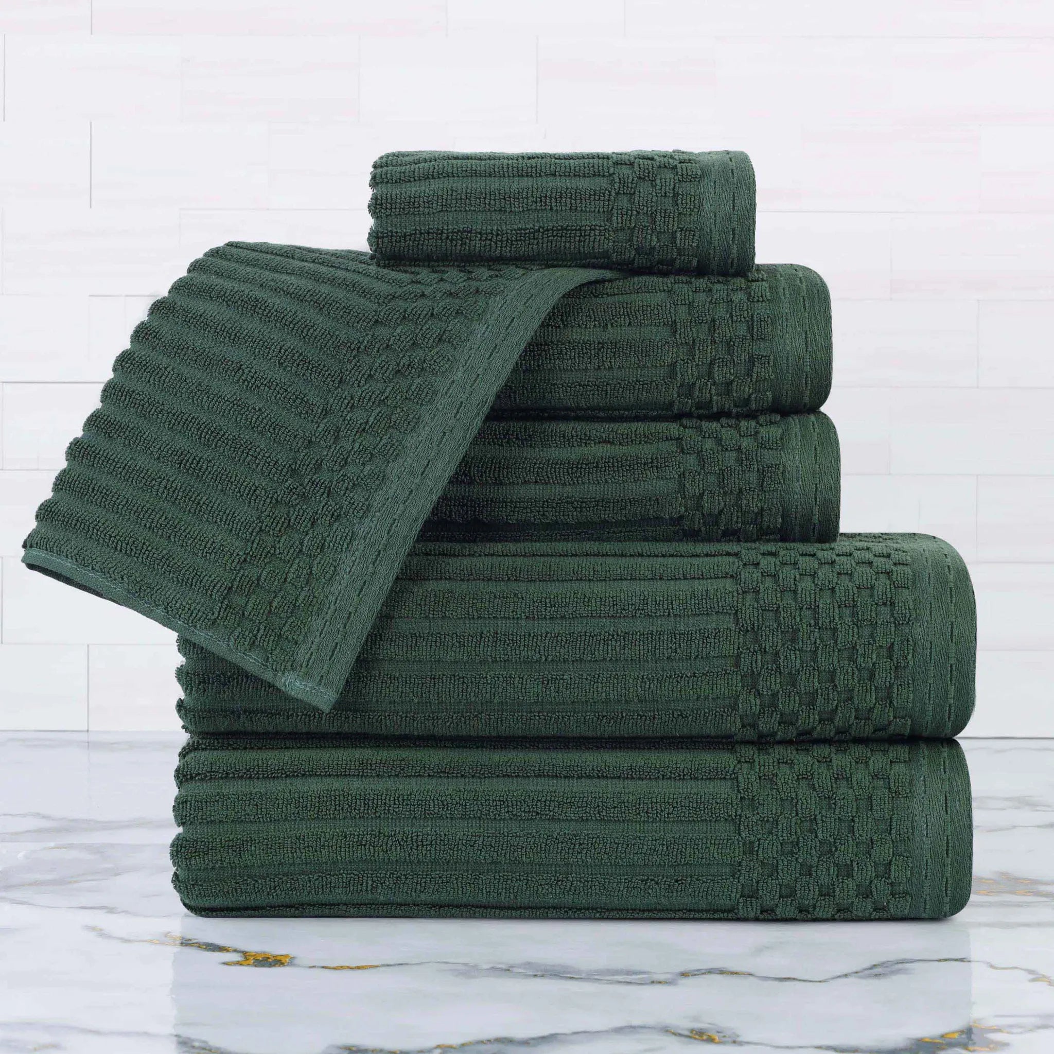 Soho Cotton Ribbed Textured Ultra Absorbent 6 Piece Towel Set