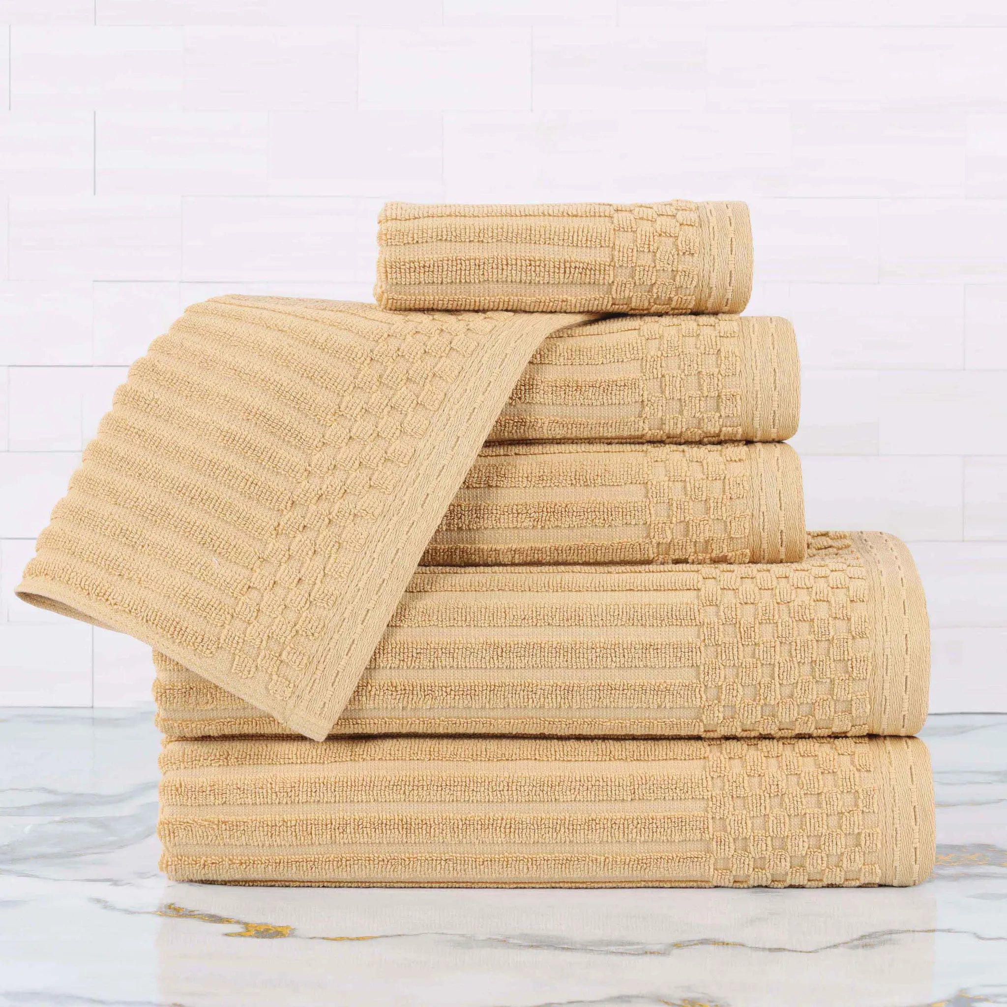 Soho Cotton Ribbed Textured Ultra Absorbent 6 Piece Towel Set