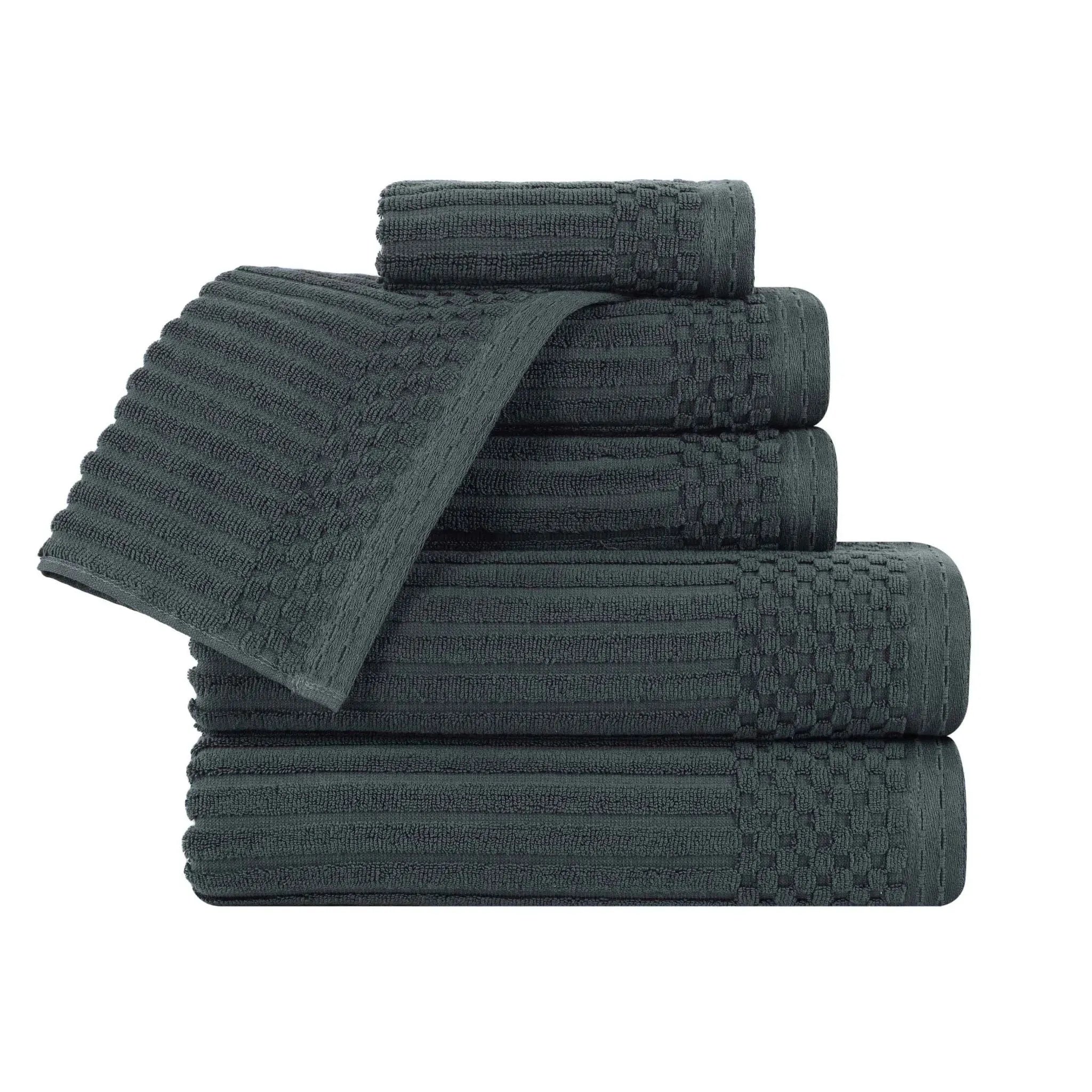 Soho Cotton Ribbed Textured Ultra Absorbent 6 Piece Towel Set