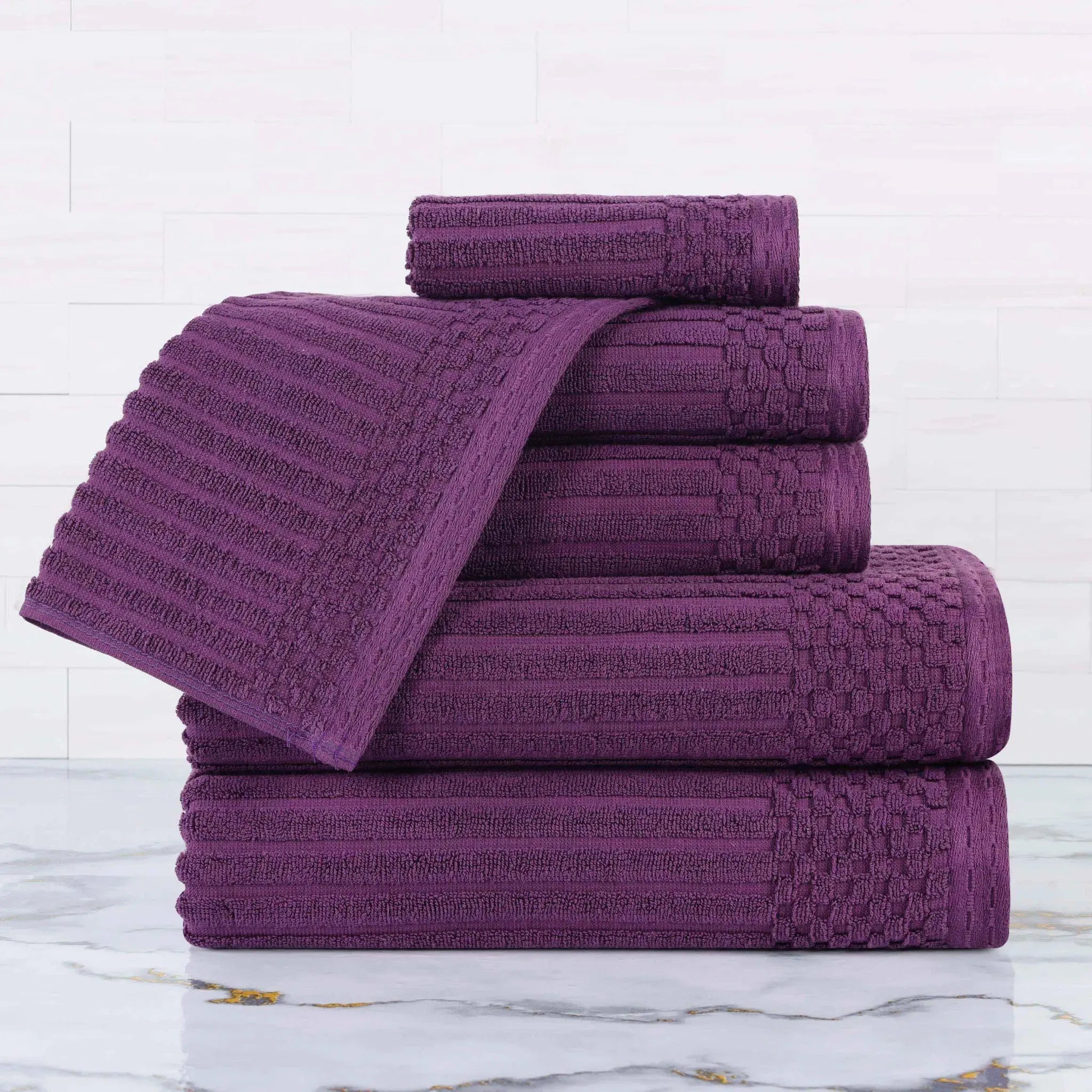 Soho Cotton Ribbed Textured Ultra Absorbent 6 Piece Towel Set