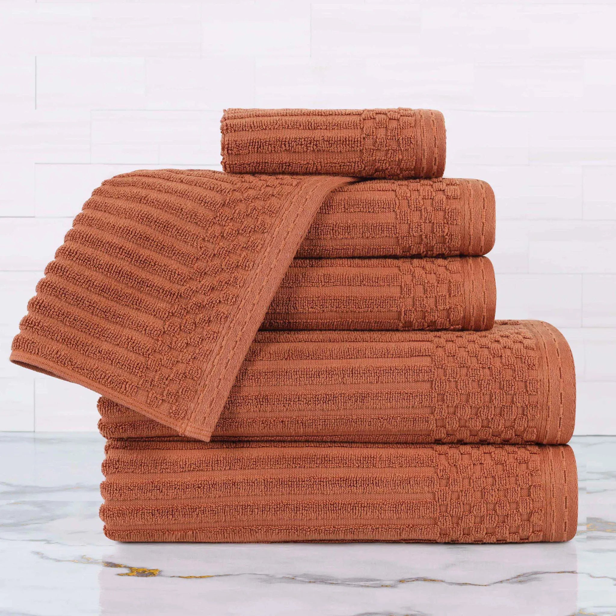 Soho Cotton Ribbed Textured Ultra Absorbent 6 Piece Towel Set