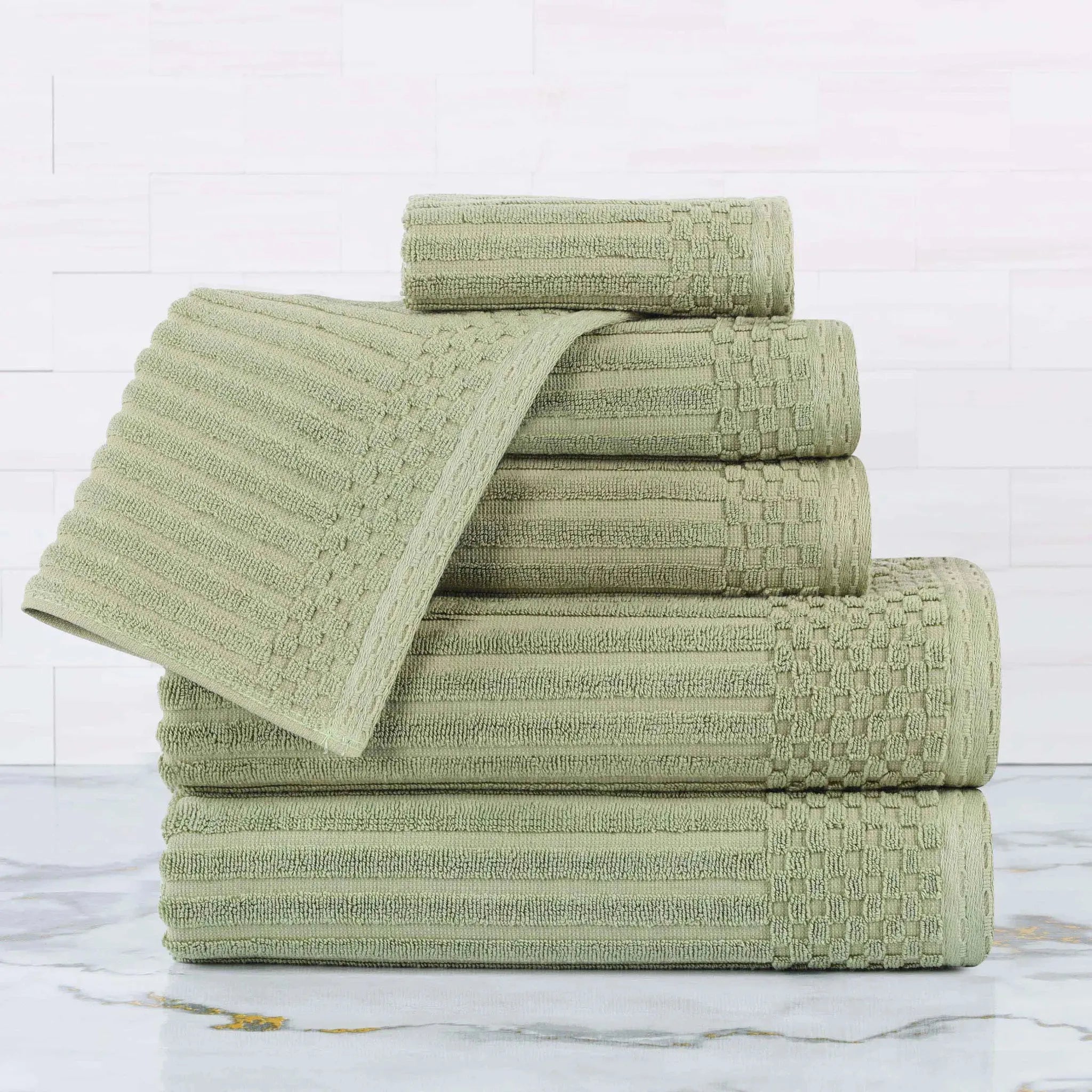 Soho Cotton Ribbed Textured Ultra Absorbent 6 Piece Towel Set