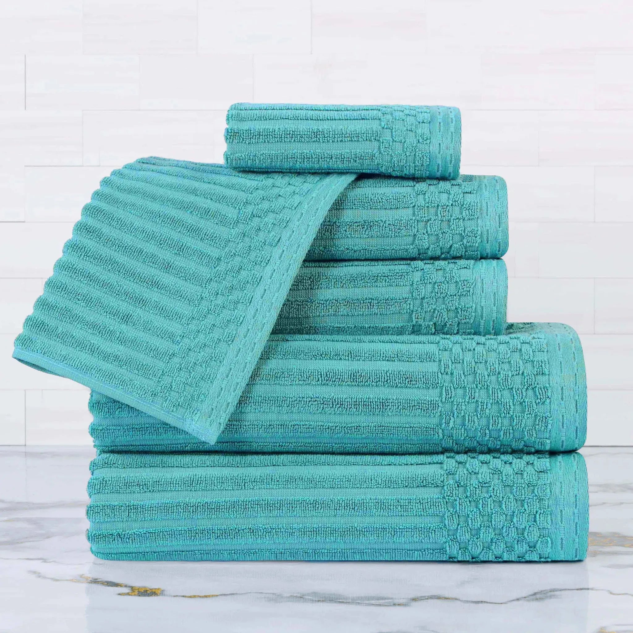 Soho Cotton Ribbed Textured Ultra Absorbent 6 Piece Towel Set
