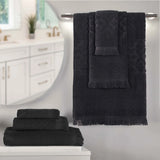 Rolla Cotton Geometric Jacquard Plush Soft Absorbent 6 Piece Towel Set