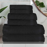 Rolla Cotton Geometric Jacquard Plush Soft Absorbent 6 Piece Towel Set