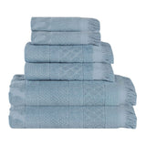 Rolla Cotton Geometric Jacquard Plush Soft Absorbent 6 Piece Towel Set