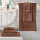 Rolla Cotton Geometric Jacquard Plush Soft Absorbent 6 Piece Towel Set