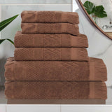 Rolla Cotton Geometric Jacquard Plush Soft Absorbent 6 Piece Towel Set