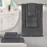 Rolla Cotton Geometric Jacquard Plush Soft Absorbent 6 Piece Towel Set