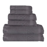 Rolla Cotton Geometric Jacquard Plush Soft Absorbent 6 Piece Towel Set