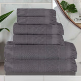 Rolla Cotton Geometric Jacquard Plush Soft Absorbent 6 Piece Towel Set