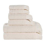 Rolla Cotton Geometric Jacquard Plush Soft Absorbent 6 Piece Towel Set