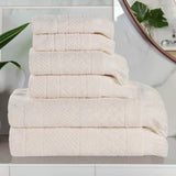 Rolla Cotton Geometric Jacquard Plush Soft Absorbent 6 Piece Towel Set
