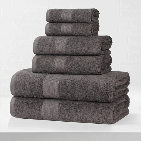 Eco-Friendly Ring-Spun Cotton 6-Piece Towel Set