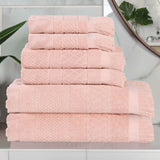 Rolla Cotton Geometric Jacquard Plush Soft Absorbent 6 Piece Towel Set