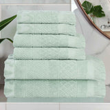 Rolla Cotton Geometric Jacquard Plush Soft Absorbent 6 Piece Towel Set