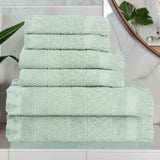 Rolla Cotton Geometric Jacquard Plush Soft Absorbent 6 Piece Towel Set