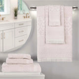 Rolla Cotton Geometric Jacquard Plush Soft Absorbent 6 Piece Towel Set