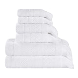 Rolla Cotton Geometric Jacquard Plush Soft Absorbent 6 Piece Towel Set