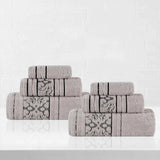 Sadie Zero Twist Cotton Elegant Floral Motif Absorbent Jacquard 6 Piece Towel Set