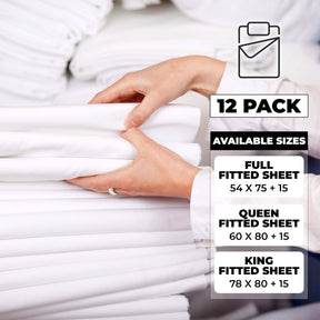 Cotton Rich Percale Hotel Quality Fitted Bed Sheets, Set of 3, 6, 12