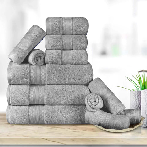 12 Piece Bath Towel Set Turkish Cotton Plush - Aria