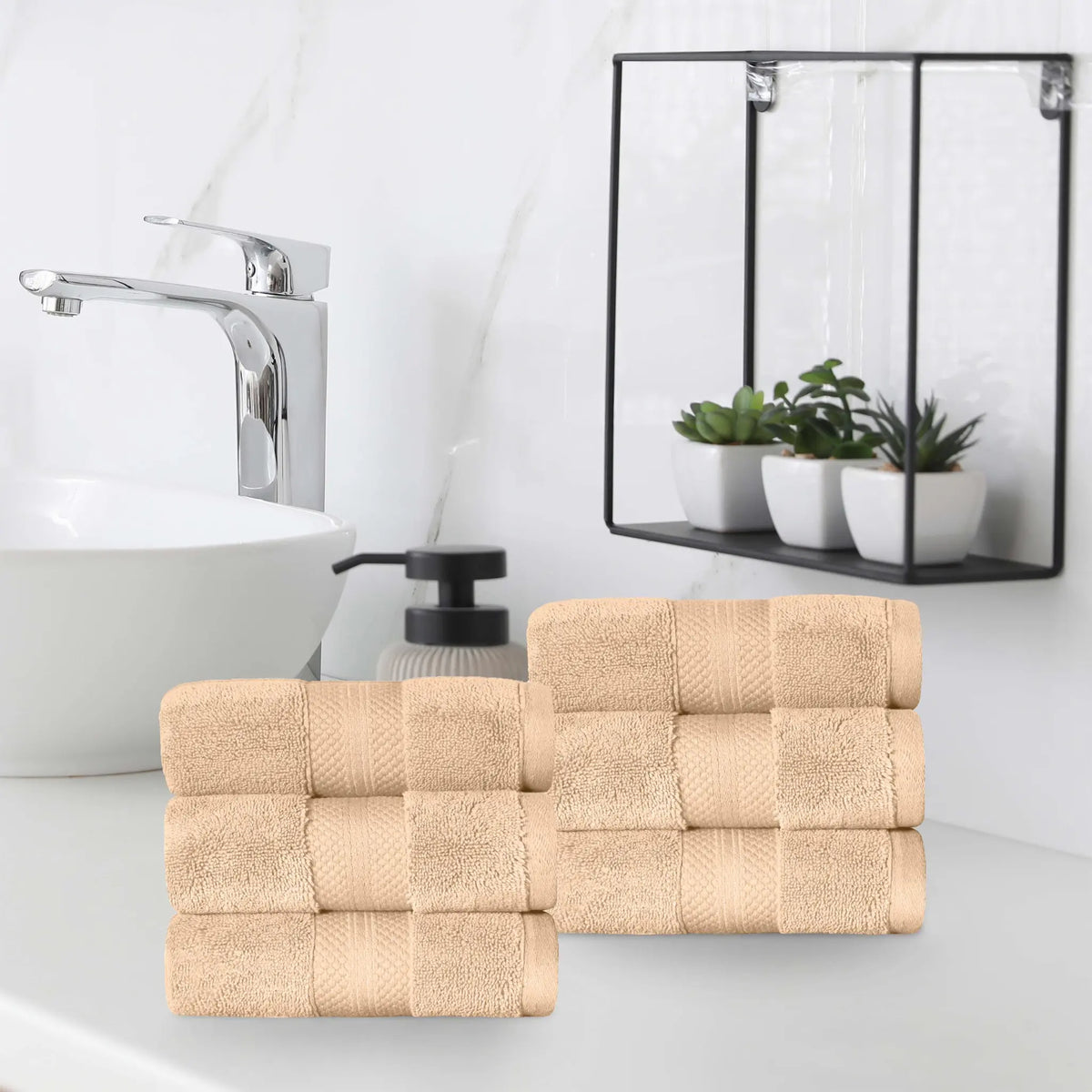 Turkish Cotton Hand Towels 6-Piece Set