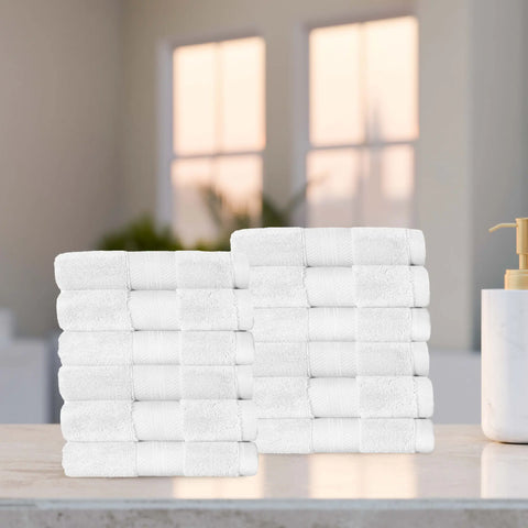 Aria Turkish Cotton Face Towels 12-Piece Set