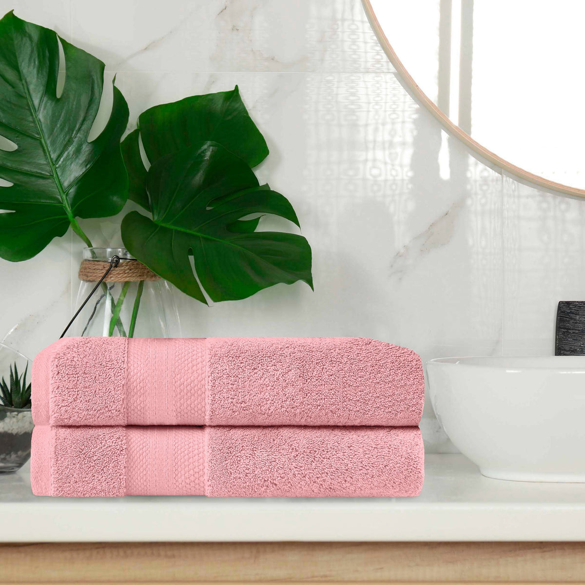 Aria Turkish Cotton Heavyweight Solid Absorbent 2 Piece Bath Towel Set