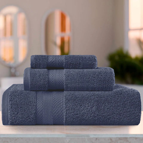 Turkish Cotton Towel Set 3-Piece Aria Plush Solid
