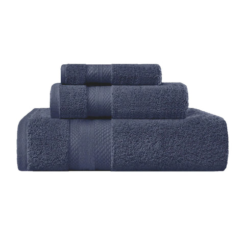Turkish Cotton Towel Set 3-Piece Aria Plush Solid