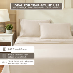 Egyptian Cotton 850 Thread Count Solid Luxury Pillowcases, Set of 2