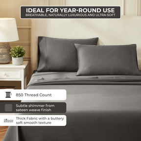 Egyptian Cotton 850 Thread Count Solid Luxury Pillowcases, Set of 2