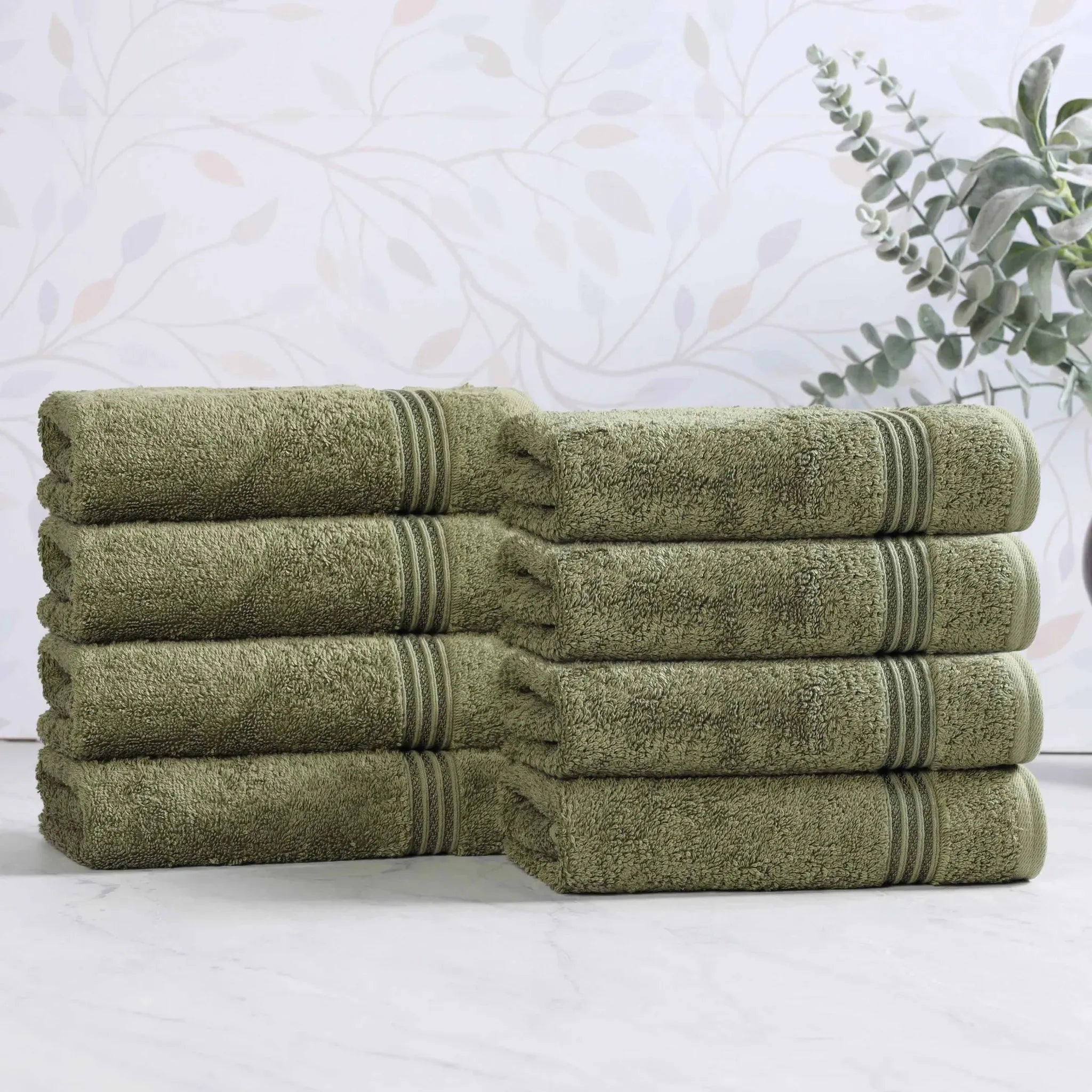 Heritage Egyptian Cotton Plush Thick Absorbent Hand Towel Set of 8