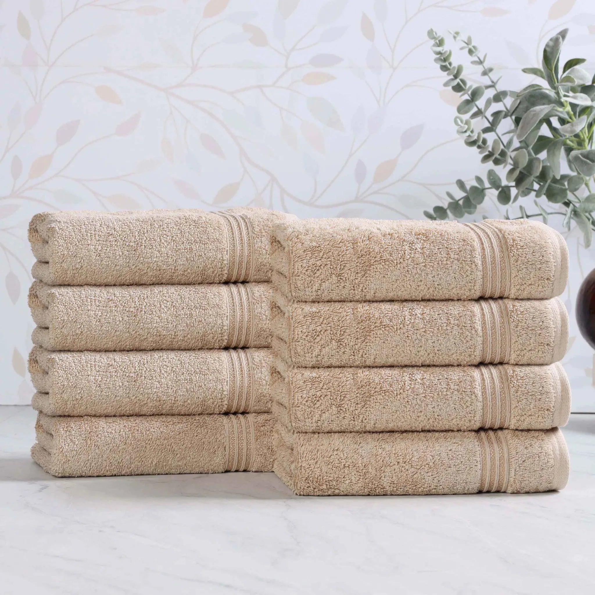 Heritage Egyptian Cotton Plush Thick Absorbent Hand Towel Set of 8