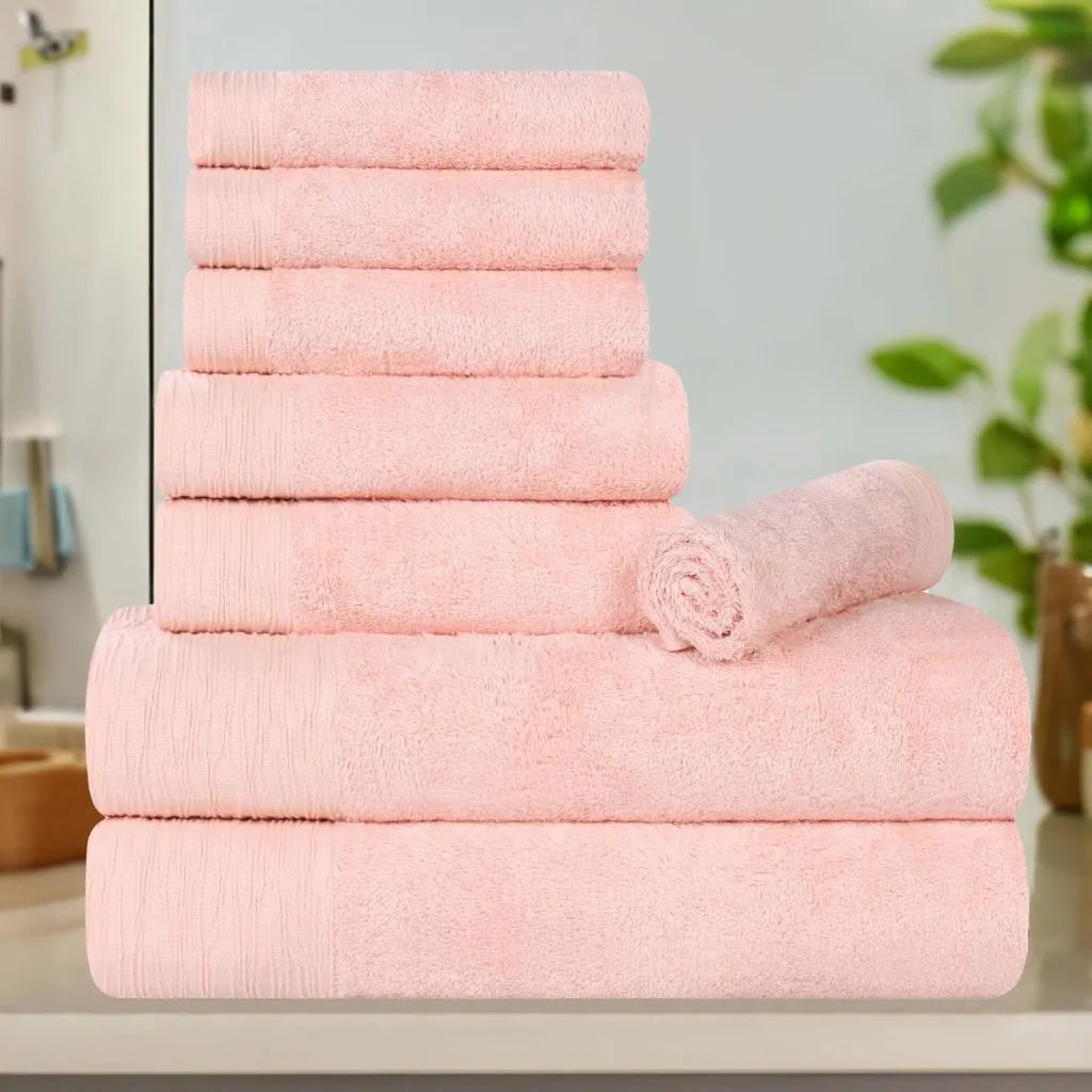 Rayon from Bamboo Eco-Friendly Fluffy Soft Solid 8 Piece Towel Set