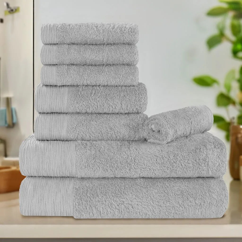 Rayon from Bamboo Eco-Friendly Fluffy Soft Solid 8 Piece Towel Set