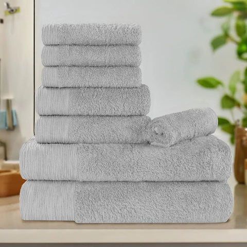 Rayon from Bamboo Eco-Friendly Fluffy Soft Solid 8 Piece Towel Set