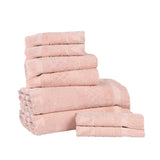 Rolla Cotton Geometric Jacquard Plush Soft Absorbent 8 Piece Towel Set