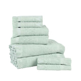 Rolla Cotton Geometric Jacquard Plush Soft Absorbent 8 Piece Towel Set