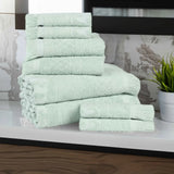 Rolla Cotton Geometric Jacquard Plush Soft Absorbent 8 Piece Towel Set