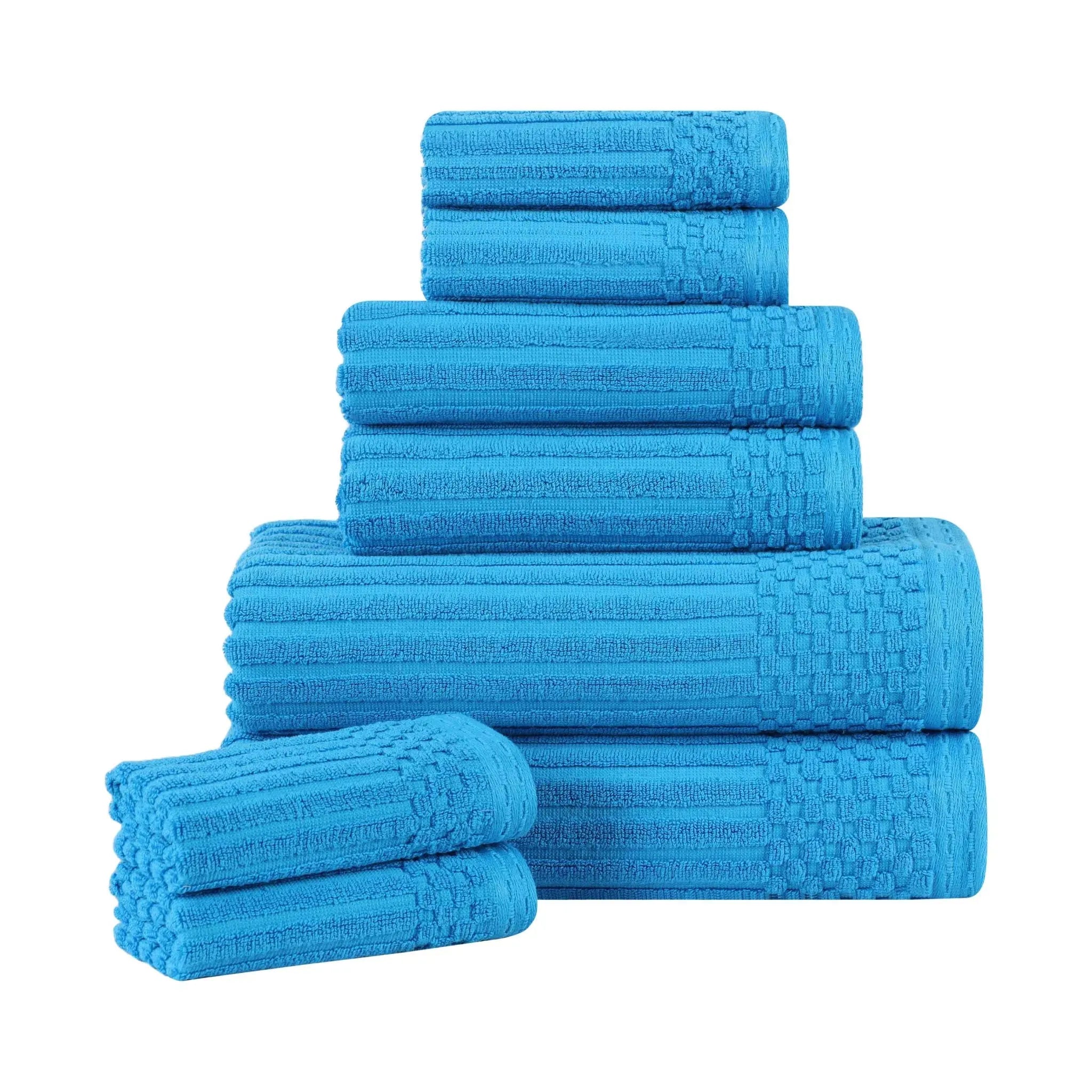 Soho Ribbed Cotton Absorbent Medium Weight 8 Piece Towel Set